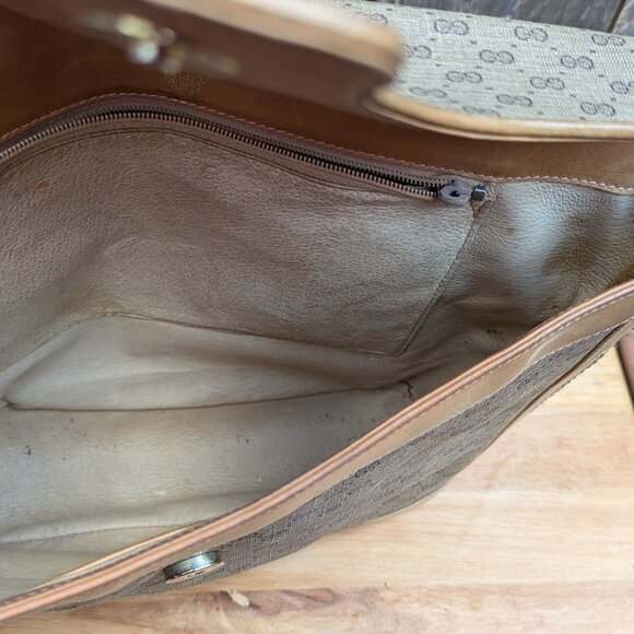 GUCCI Vintage GG Supreme Monogram Purse Crossbody & Wallet Brown Leather Bag - Picture 15 of 16